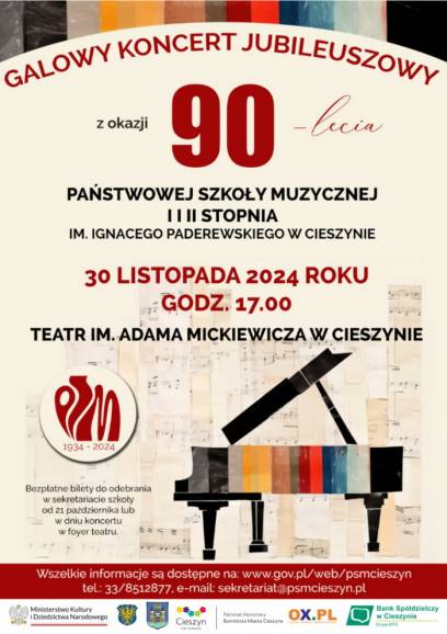 Galowy Koncert Jubileuszowy z okazji 90-lecia PSM w Cieszynie